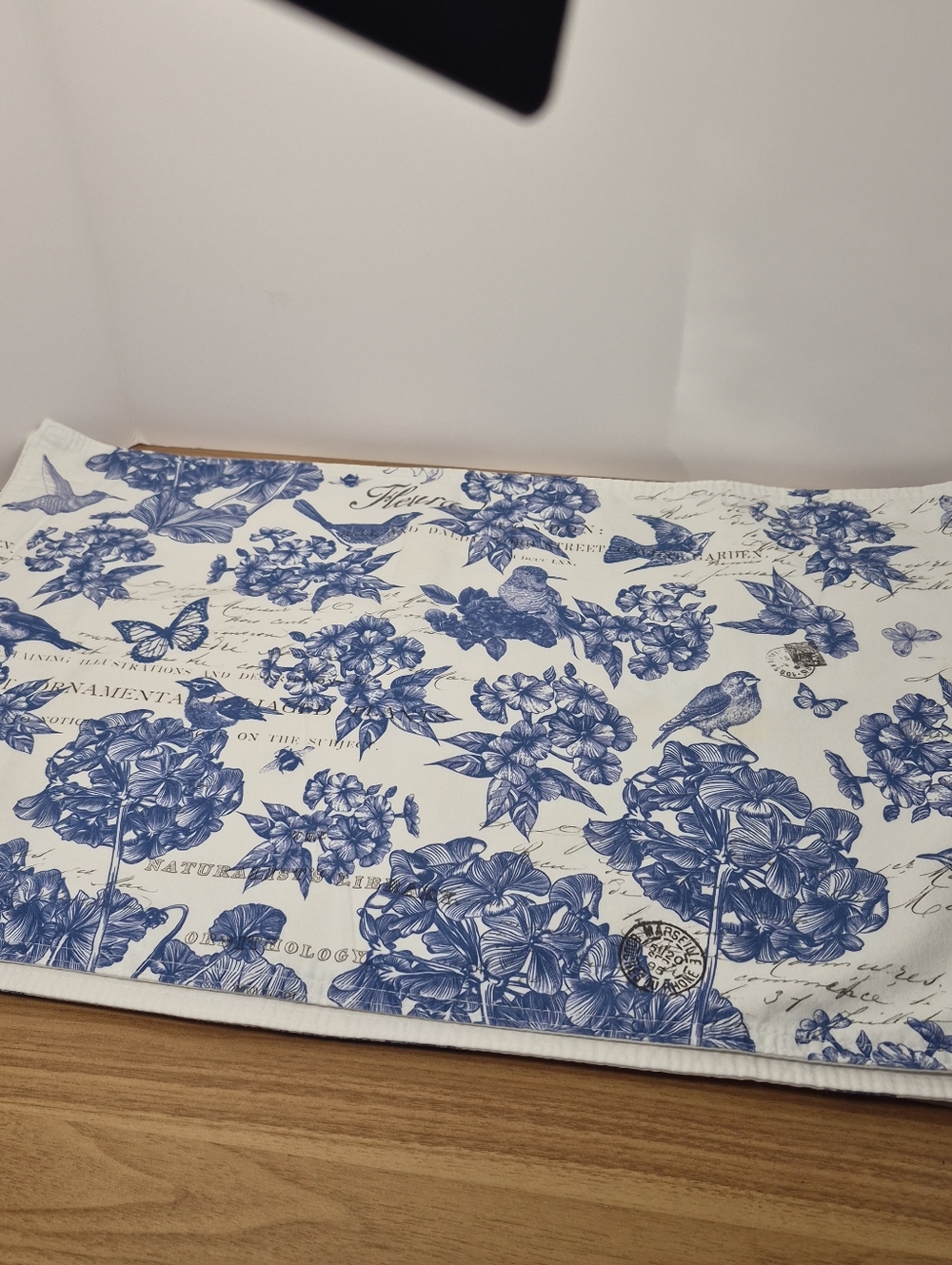 Michel Design Works 8ft Blue Hydrangea Cotton Runner